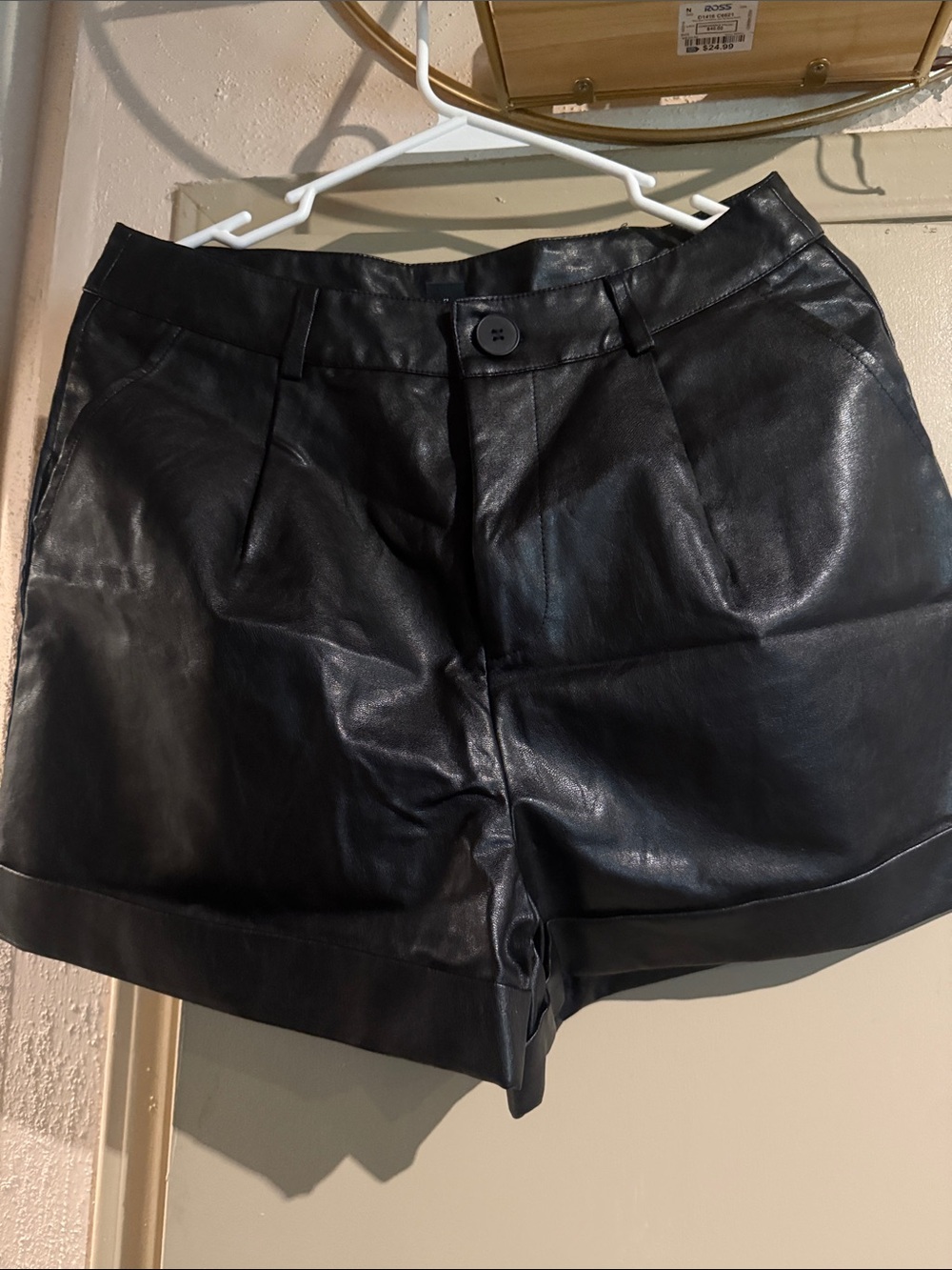 SHEIN Black High-Waist Faux Leather Shorts